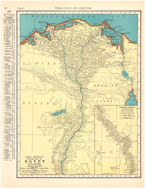Nile River Antique Map from 1940