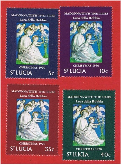 St. Lucia Colonial Christmas Stamps Collection
