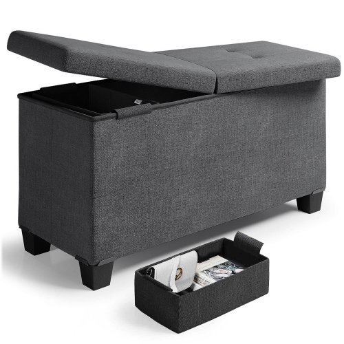 Versatile Storage Footrest with Bin Compartments - Perfect for Living Rooms