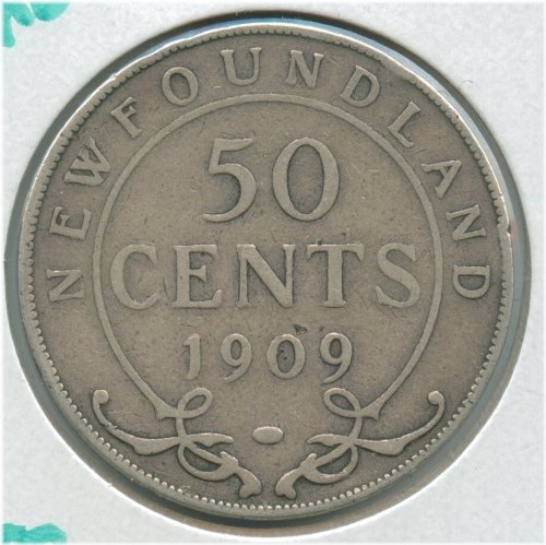 1909 Canada New Foundland Silver 50 Cents Coin - Edward VII