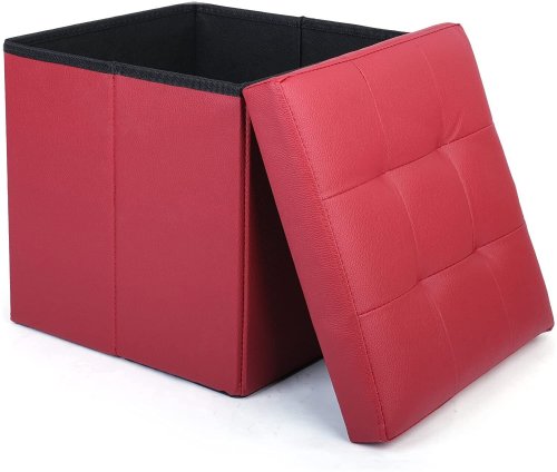 Leather Cube Storage Ottoman