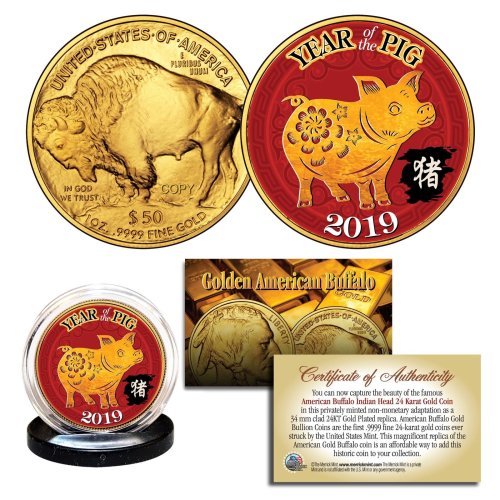 Golden Lunar Pig Tribute Coin