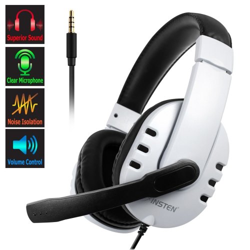 White Wired Gaming Headset with Mic