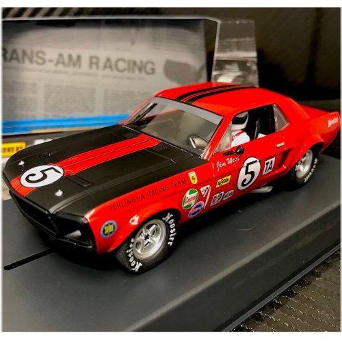 Red Ford Mustang T/A #5 Jim West Slot Car by Pioneer (1/32 Scale)