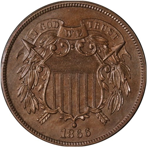 1866 Gem Proof Two Cent Piece