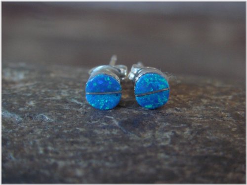 Southwestern Opal Inlay Silver Earrings by Laweka