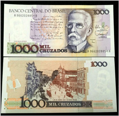 Brazilian 1000 Cruzados 1989 Banknote - Uncirculated