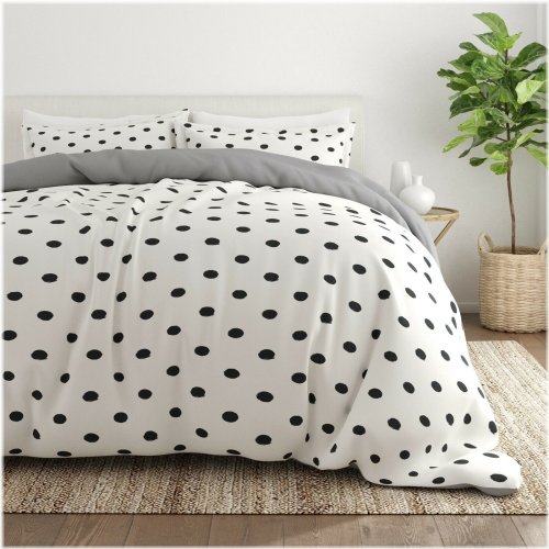 Gray Polkadot Reversible Duvet Set