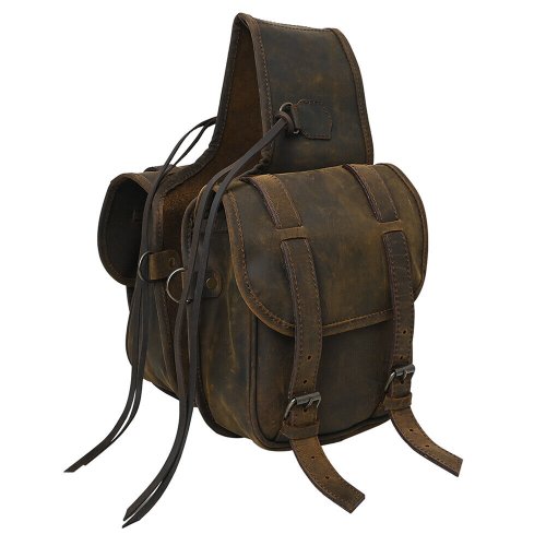 Hilason Soft Leather Horse Saddle Bag in Dark Brown