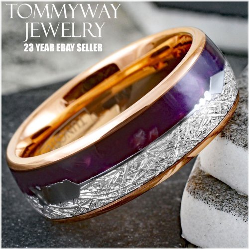 Purple Cosmos Tungsten Ring for Men