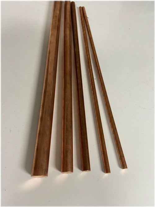 Copper Round Rod Set - 5 Pieces, 12 Inches Long