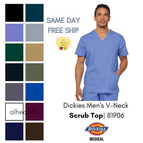 V-Neck Medical Scrub Top for Men - Dickies EDS 81906