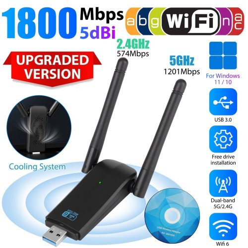 HyperLink Dual-Band WiFi6 Adapter with USB 3.0 - 1800Mbps