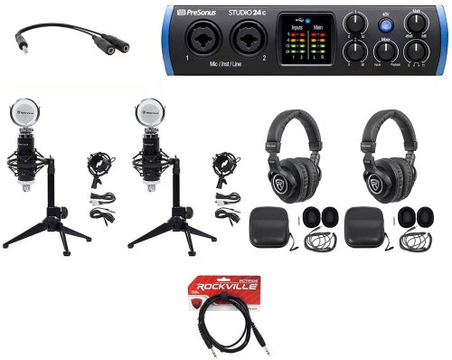 Dynamic Duo Podcast Recording Bundle with Studio-Grade Presonus Interface and Stands