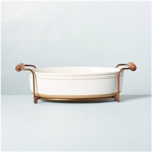 Stoneware Oval Baking Dish with Cradle Carrier