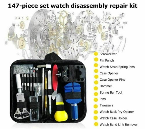 Watchmaker's Tool Set with 147 Pieces for Repairing and Maintaining Watches