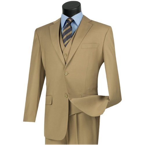 Khaki Classic Fit 3-Piece Suit for Big & Tall Men