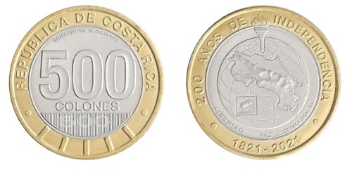 Costa Rica Commemorative 500 Colones, 2021, N #305849, Mint
