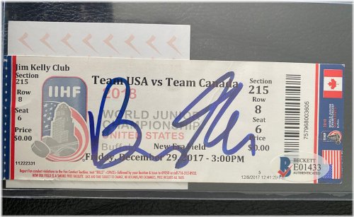 USA World Juniors Ticket Signed by Brady Tkachuk - Beckett Certified