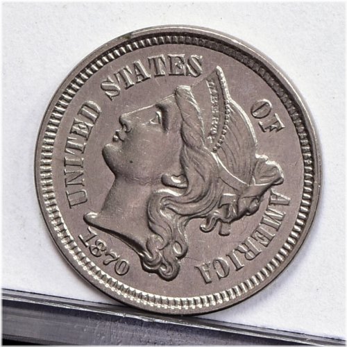 1870 Uncleaned Three Cent Nickel