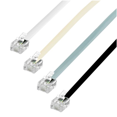 Modular Telephone Extension Cable - 50ft Length and 4 Color Options