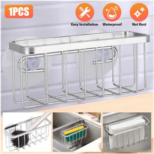 Stainless Sponge Sink Basket with Suction Cup