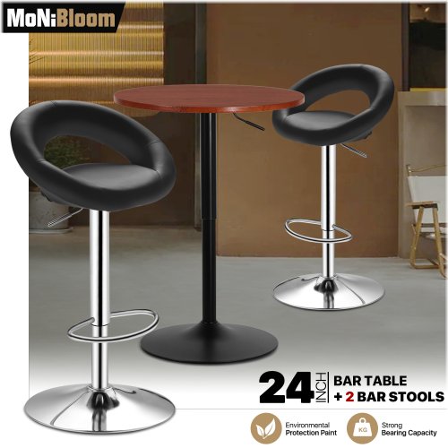 Swivel Pub Table with Adjustable Height Bar Stools
