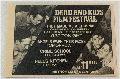 1974 KTTV TV Ad Collection: DEAD END KIDS Film Festival