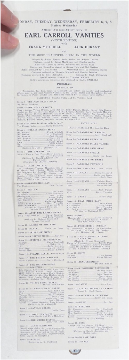 1933 Earl Carroll Vanities Program - 9th Edition