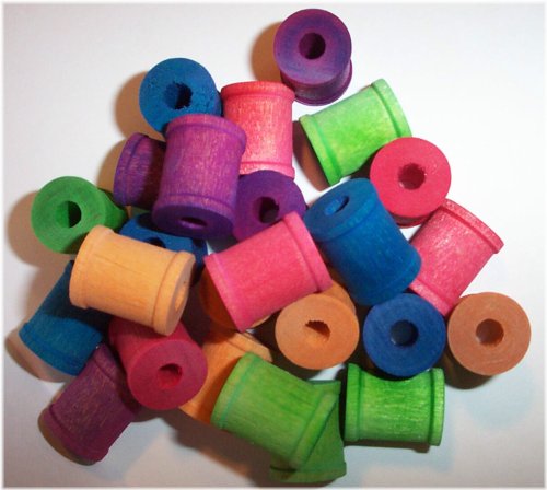 Colorful Wood Spools for Avian Entertainment