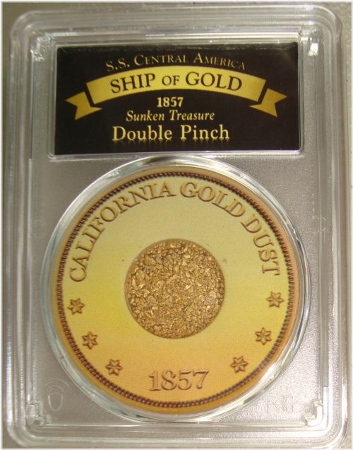1857 S.S. Central America Shipwreck Double Pinch Gold Dust PCGS