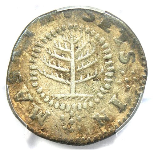 Pine Tree Silver Shilling 1S - PCGS VF Detail Certified