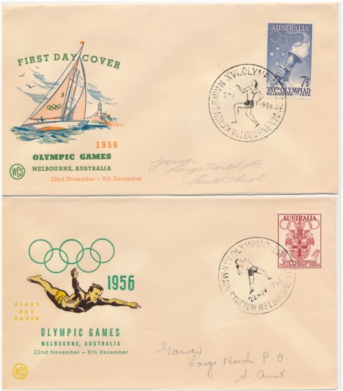 Olympic Games 1956 Melbourne Australia WCS Cachet First Day Covers Set