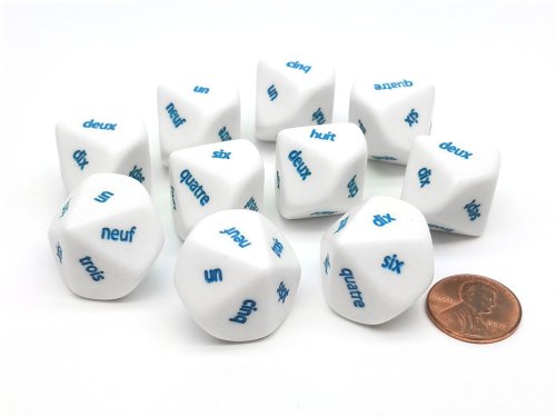 French Word Number Dice Set