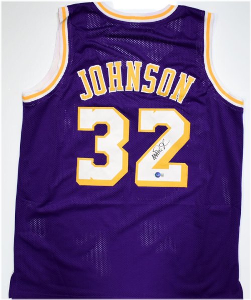 Legends Collection: Magic Johnson Autographed Purple Pro Style Jersey