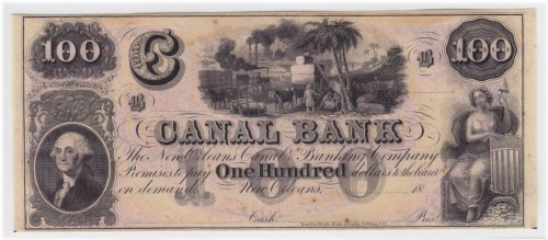 Canal Bank New Orleans $100 Obsolete Remainder Note