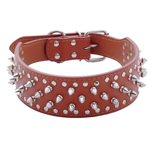 Spiked Leather Collar for Large Breeds