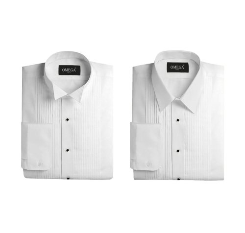 Italian Pleated Tuxedo Shirt with Wingtip and Laydown Collar