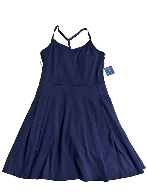 Navy Pleated Spaghetti Tennis Dress