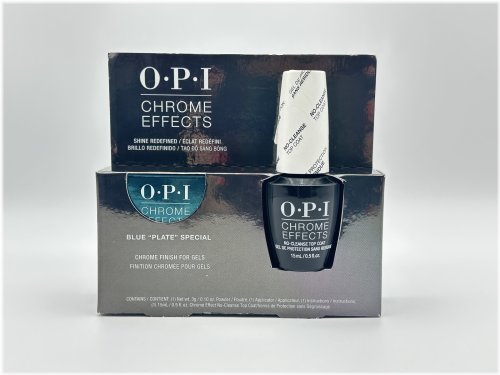 Blue Plate Chrome Nail Art