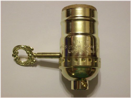 Brass Plated Lamp Socket with Metal Turn Key