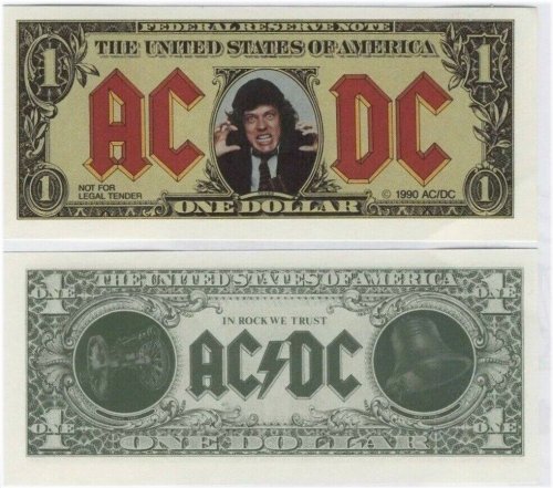 Angus Young One Dollar Bill - 1990 Edition