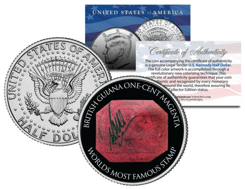 Magenta Treasure Stamp and Kennedy Half Dollar Coin Set