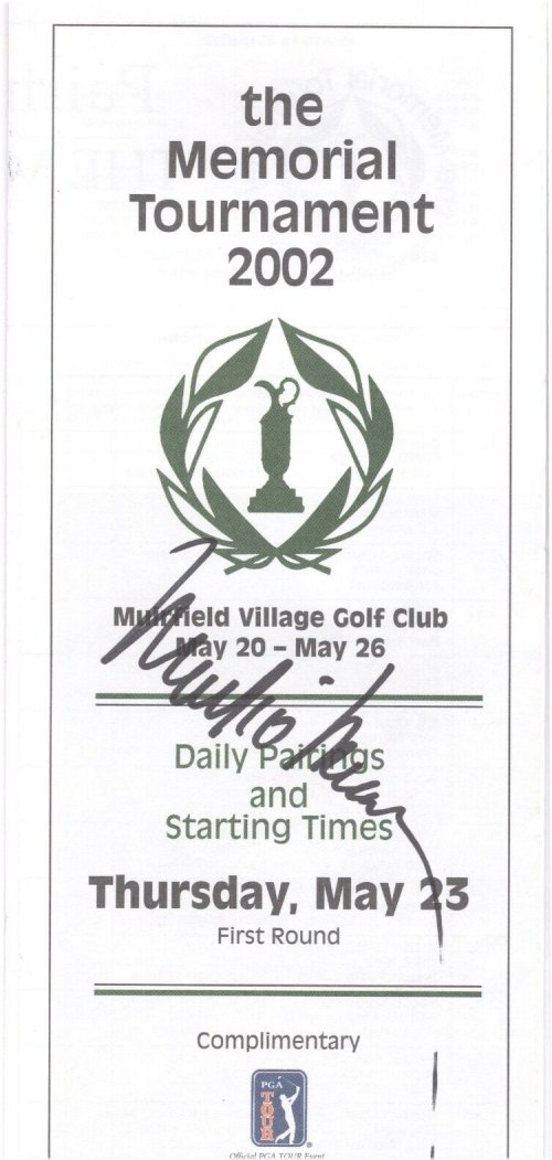 Mark O'Meara's Signed 2002 Memorial Golf Tournament Pairings Guide