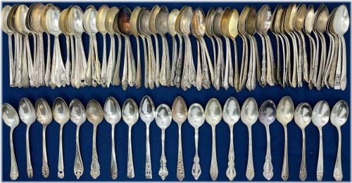 Fancy Oval Soup Spoons Set with 100 Unique Silverplate Patterns