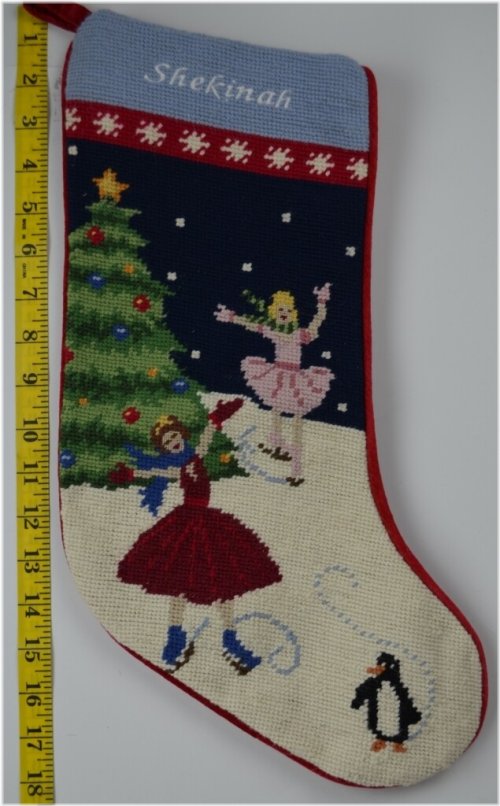 Frosty Skaters Needlepoint Stocking