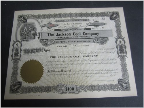 Jackson Coal Company Heritage Certificate