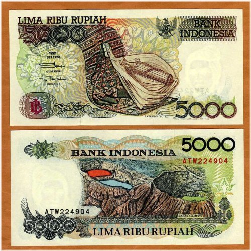 Vibrant Indonesian Rupiah Banknote, 5000 Rupiah, 1992/1999, P-130h, UNC
